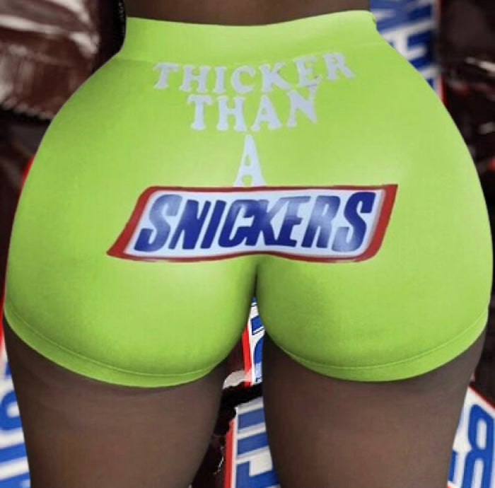 Green Ladies Snickers Candy Shorts