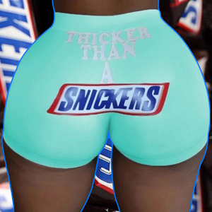 Ladies Snickers Candy Bar Shorts in Aqua