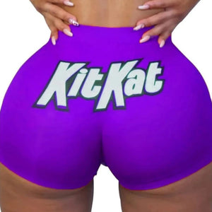 Purple KitKat Women Spandex Fitness Dance Shorts